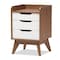Baxton Studio Brighton Mid-Century White and Walnut Wood 3-Drawer Storage Nightstand 137-7498 - alternate 1